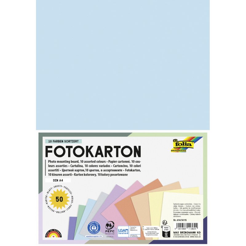 folia fotokarton PASTELL A4, 300 g/m², 10 kleuren, 50 vel